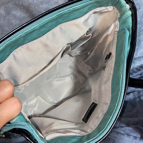 EUC Beijo Bag textured Blue Shoulder Satchel Hand Purse Tote - Picture 14 of 16